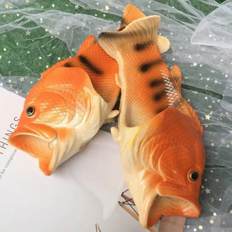 Funny Fish Slippers for Men & Women - Outdoor Couples Cartoon Animal Flip Flops, Plus Size 46-47