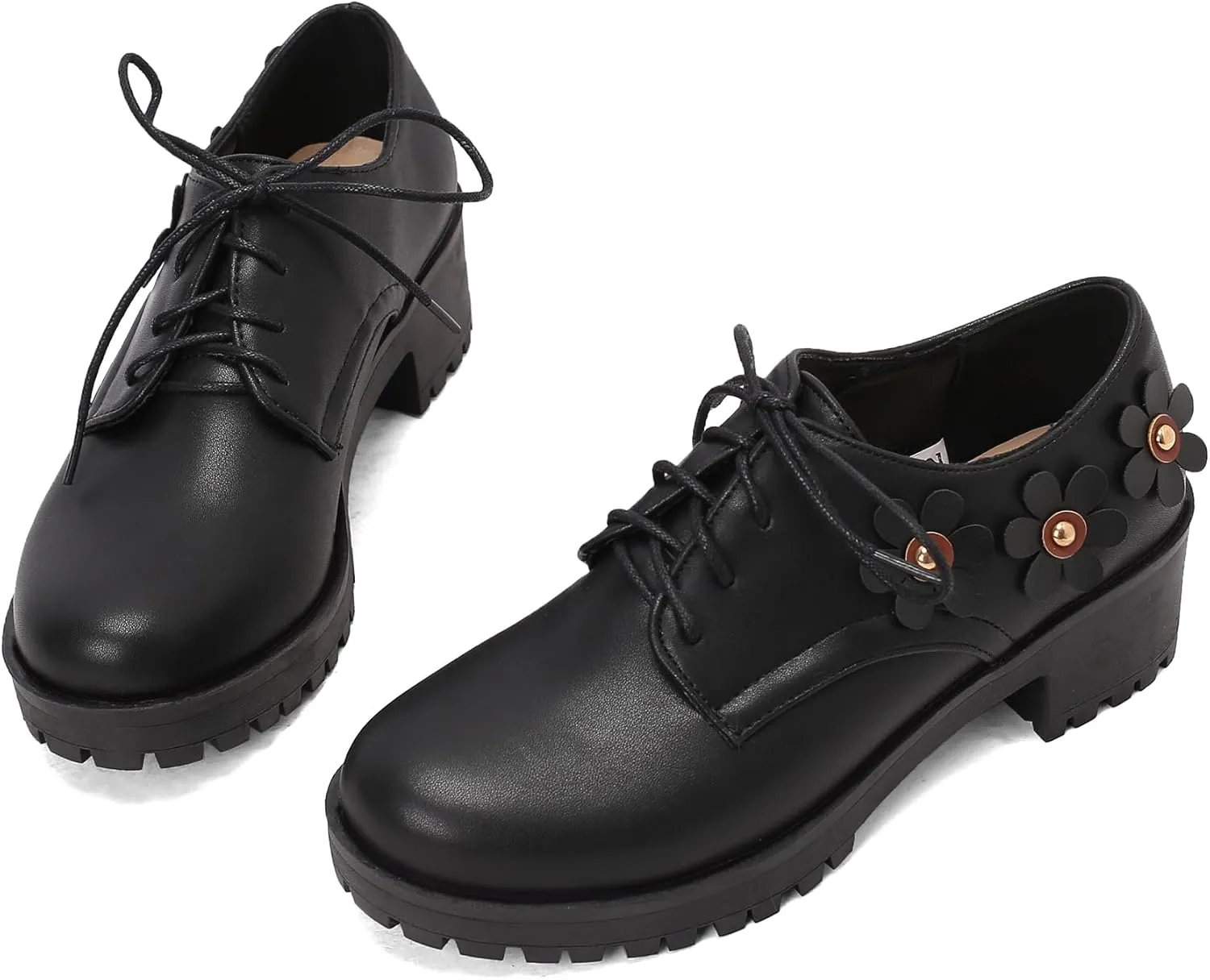 Gicoiz Platform Oxford Derby Women Round Toe Brogue Pumps