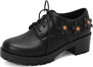 Gicoiz Platform Oxford Derby Women Round Toe Brogue Pumps