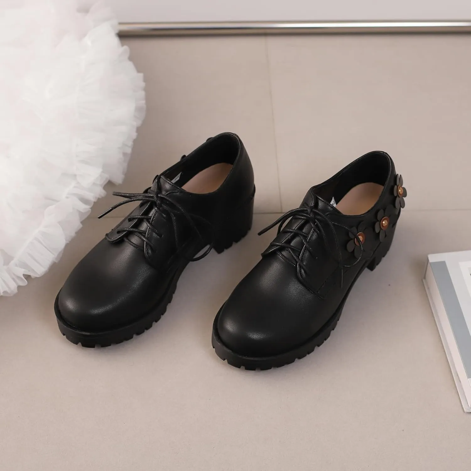 Gicoiz Platform Oxford Derby Women Round Toe Brogue Pumps