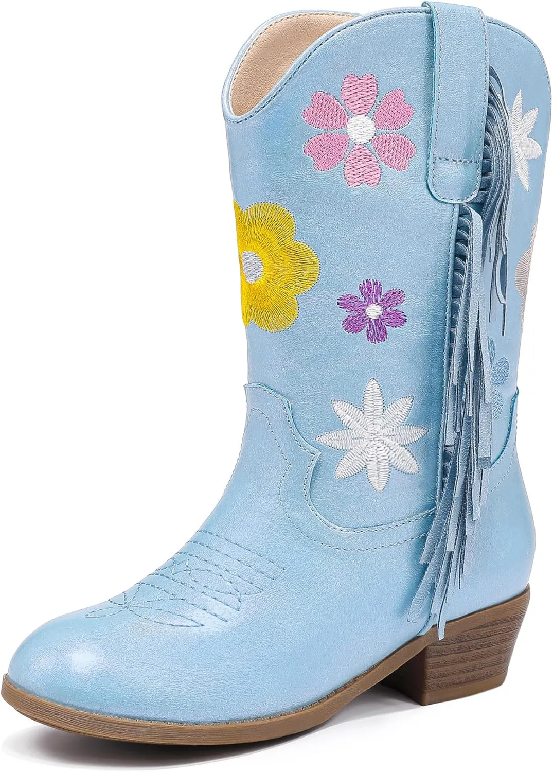Girls Cowboy Boots Toddler Cowgirl Floral Embroidered Fringe Little Kids Western Boots Girl Riding Boot Birthday Party