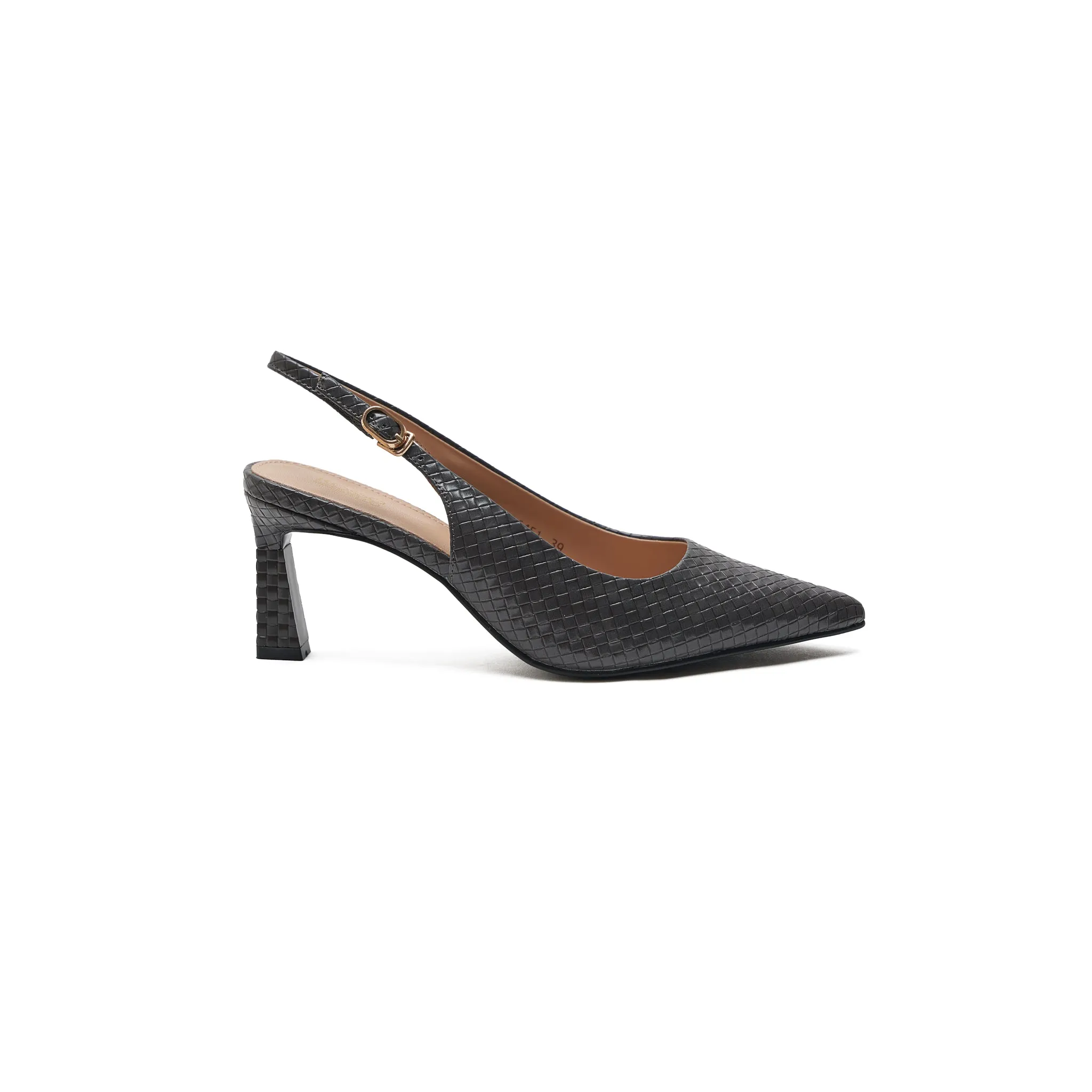 Grey Pointed Toe Slingback Heels