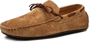 HOOENG Loafer Shoes for Men Deck Shoes Design Suede Vamp Stitching Details Faux Fur Lined Option Flat Heel Comfortable Flexible Resistant Walking Slip on (Color : Brown, Size : 7.5 M US)