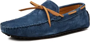 HOOENG Loafer Shoes for Men Deck Shoes Design Suede Vamp Stitching Details Faux Fur Lined Option Flat Heel Comfortable Flexible Resistant Walking Slip on (Color : Dark Blue, Size : 7.5 M US)