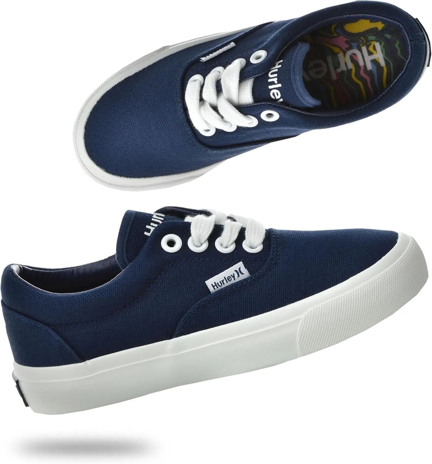 Hurley Marley Kids Lace Up Canvas Sneakers ?C Low Cut Skateboarding Shoes for Kids, Sports Shoes for Boys and Girls