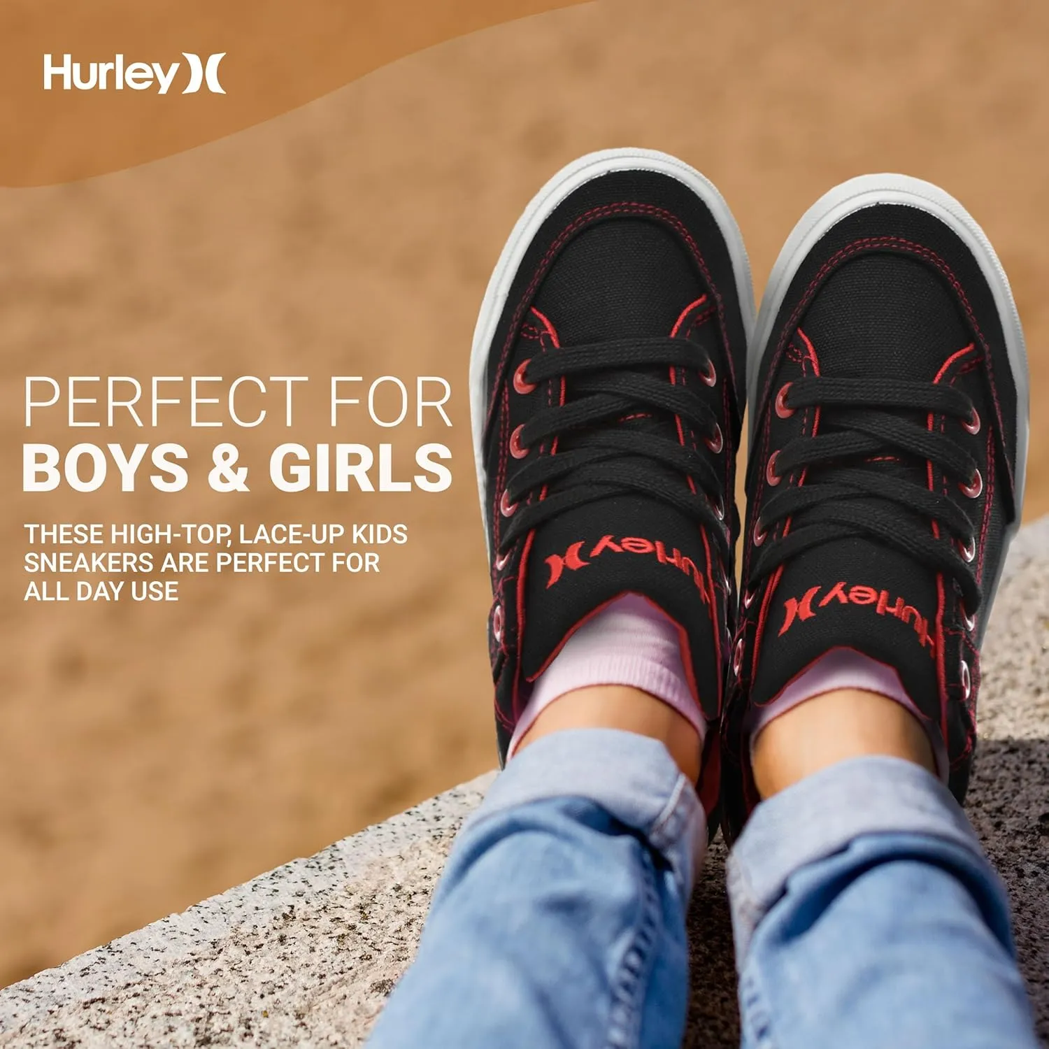 Hurley Roddy Kids High Top Skateboard Sneakers, Sports Shoes for Boys and Girls