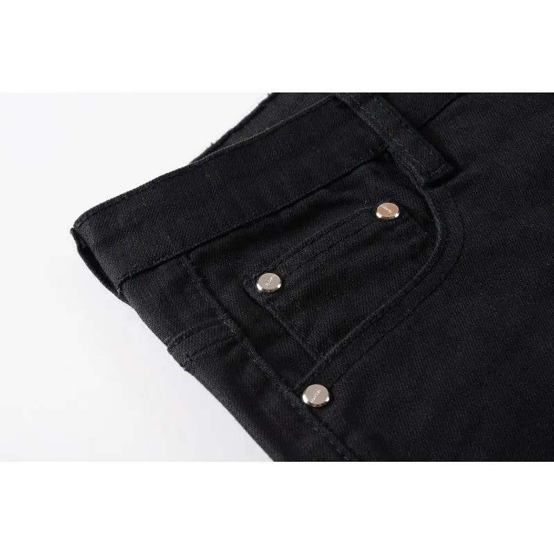 Individuality Fashion Printed Jeans Slim Straight Pants For Men