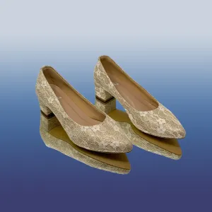 Ivory Lace Block Heels