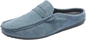 Loafers for Men Round Toe Suede Vamp Half Loafers Shoes Anti-Slip Flexible Comfortable Fashion Slip On