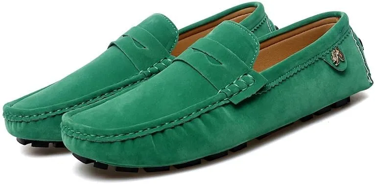 Loafers for Men Round Toe Suede Vamp Penny Driving Loafers Flexible Anti-Slip Resistant Walking Slip On