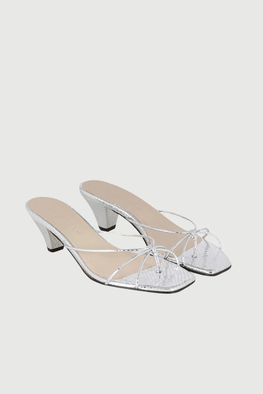 Lottie Sandals in Silver Leather