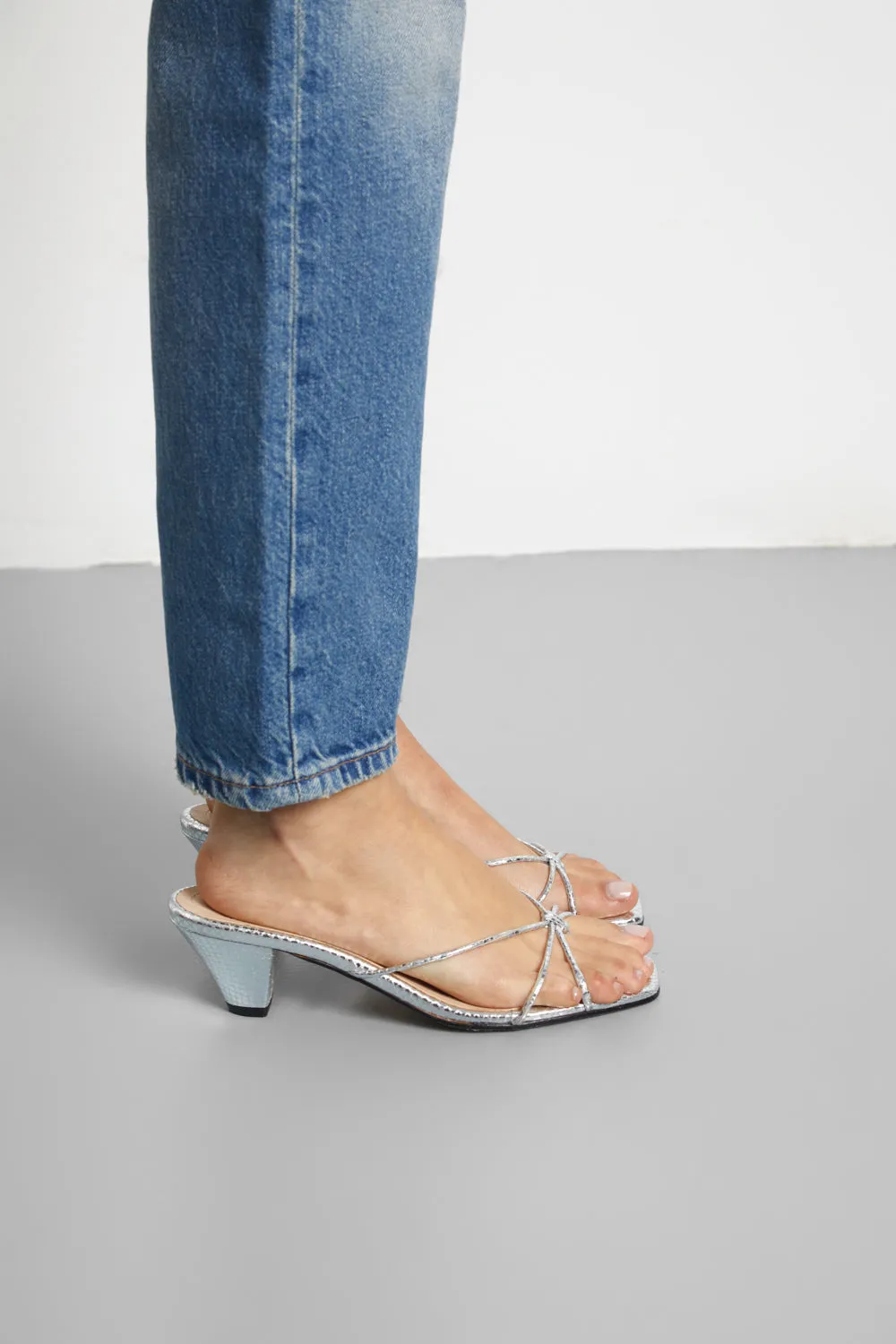 Lottie Sandals in Silver Leather