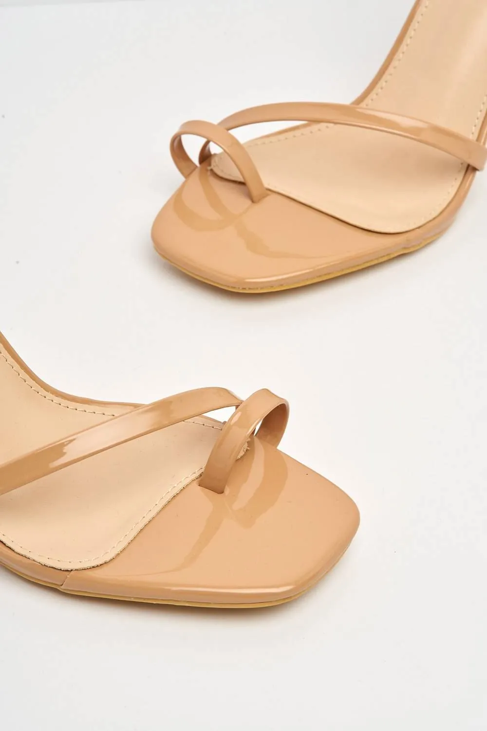 Luci Toe Ring Strap Lace-up Heel in Tan