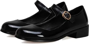 LUXMAX Womens Patent Leather Mary Jane Flats Square Toe Pumps