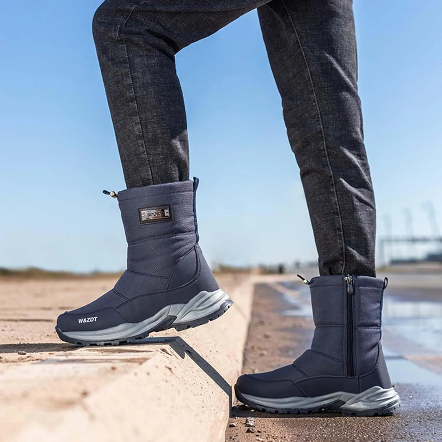 Men Work Boots Waterproof Hiking Sneakers Women's Slip On Warm Women Workout Shoes Business Casual Winter Backpacking Snow Botas Warm Water Hike Grounded Footwear