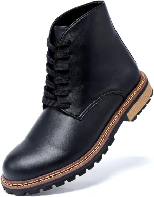 Men's Black High Top Lace Up Cycling Boots Wear-Resistant And Durable Tactical Boots Outdoor Comfort Anti Slip Mountain Walking Boots High Protection Chukka Boots Classic Casual Denim Boots