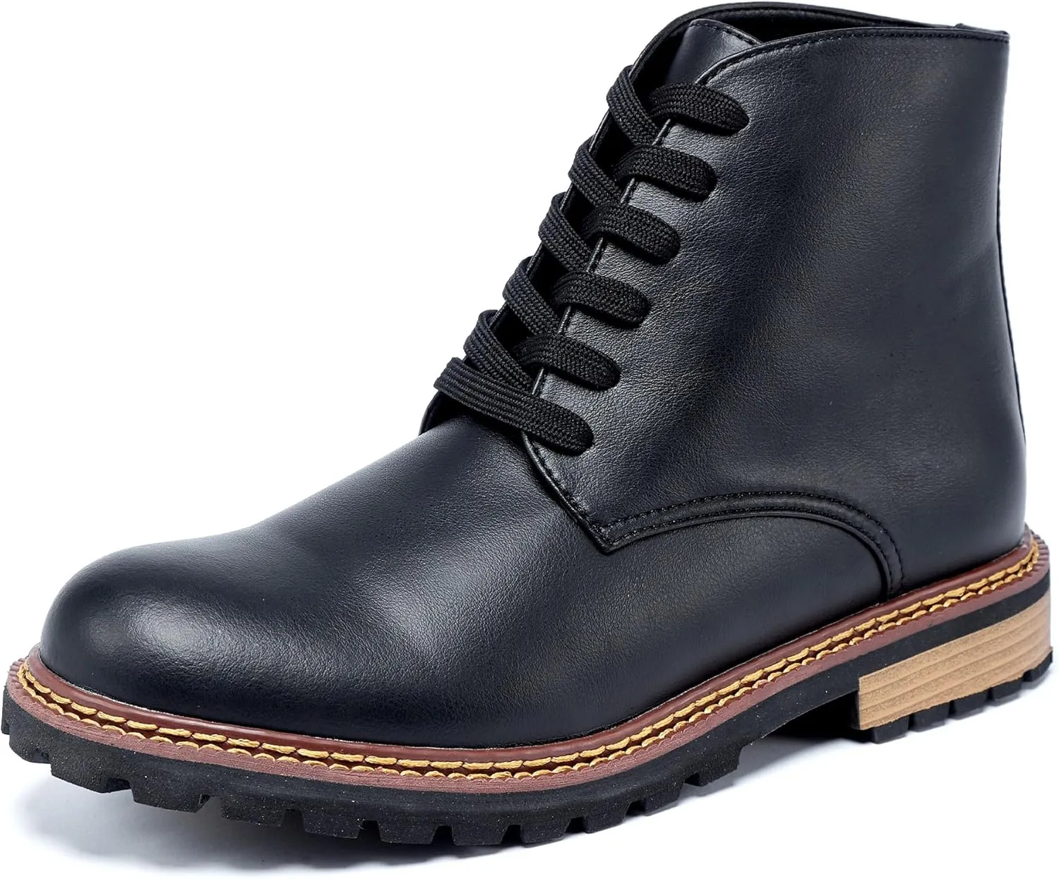 Men's Black High Top Lace Up Cycling Boots Wear-Resistant And Durable Tactical Boots Outdoor Comfort Anti Slip Mountain Walking Boots High Protection Chukka Boots Classic Casual Denim Boots