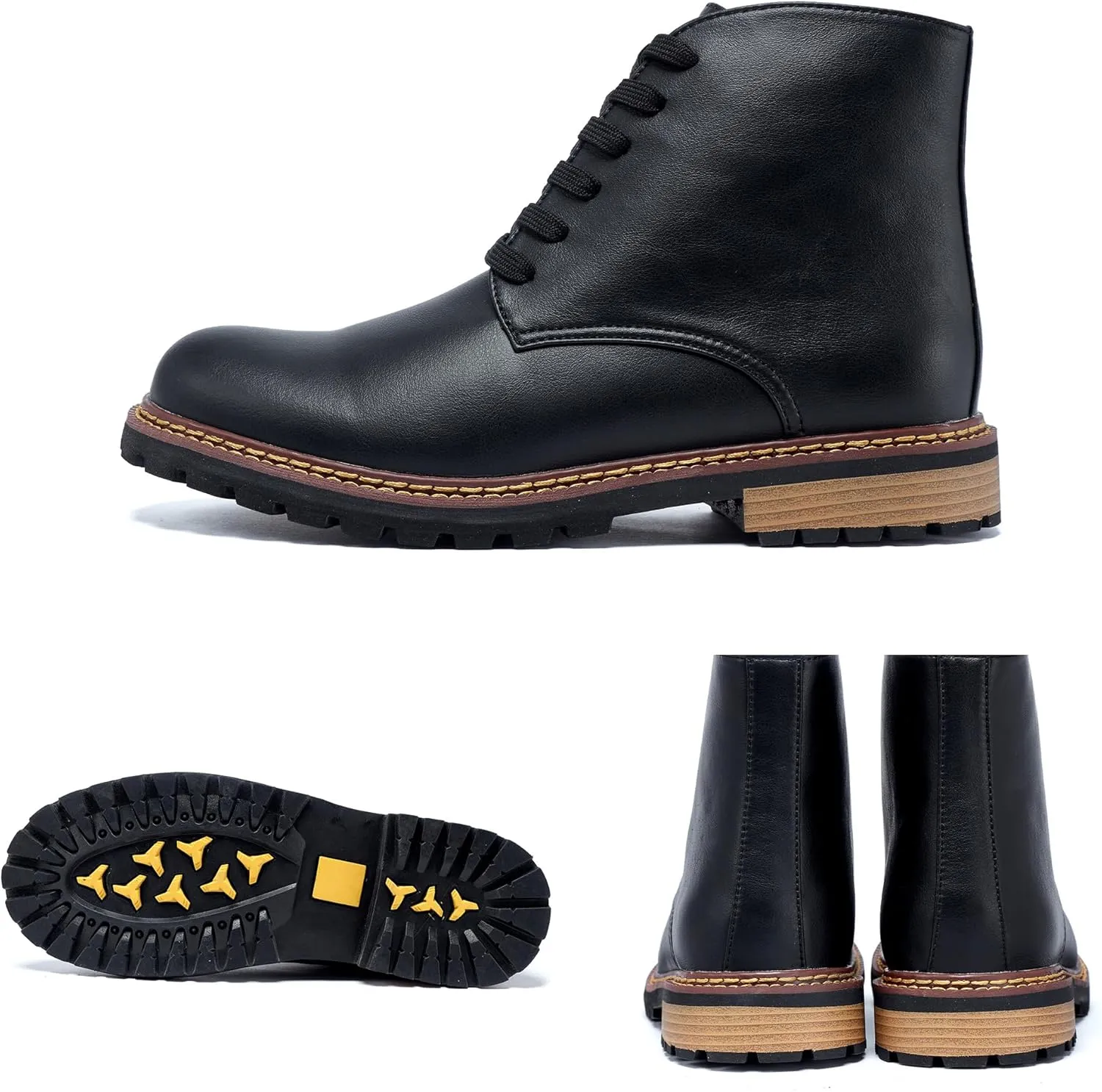 Men's Black High Top Lace Up Cycling Boots Wear-Resistant And Durable Tactical Boots Outdoor Comfort Anti Slip Mountain Walking Boots High Protection Chukka Boots Classic Casual Denim Boots