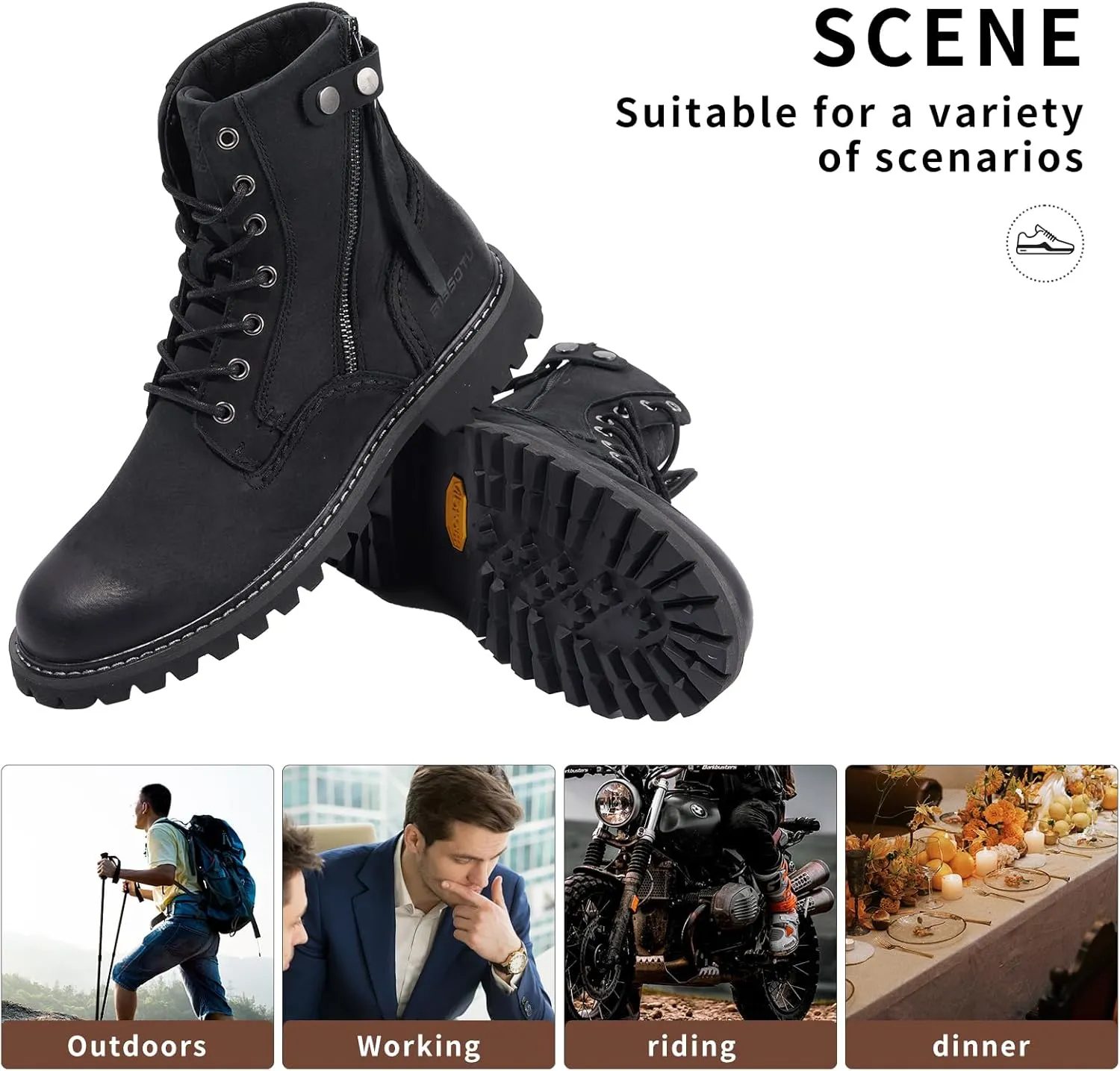 Men's Boots Casual Boots Motorcycle Vintage Zipper Chukka Boots for Men