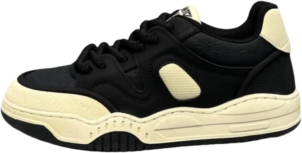Mens Comfort Fashion Lace-Up Thick-Soled Sneakers - Cushioned Midsole, Mesh & Suede Upper, Reinforced Toe Cap - 4-Season Breathable Design for Skateboarding, Street Sports & All-Day Wear