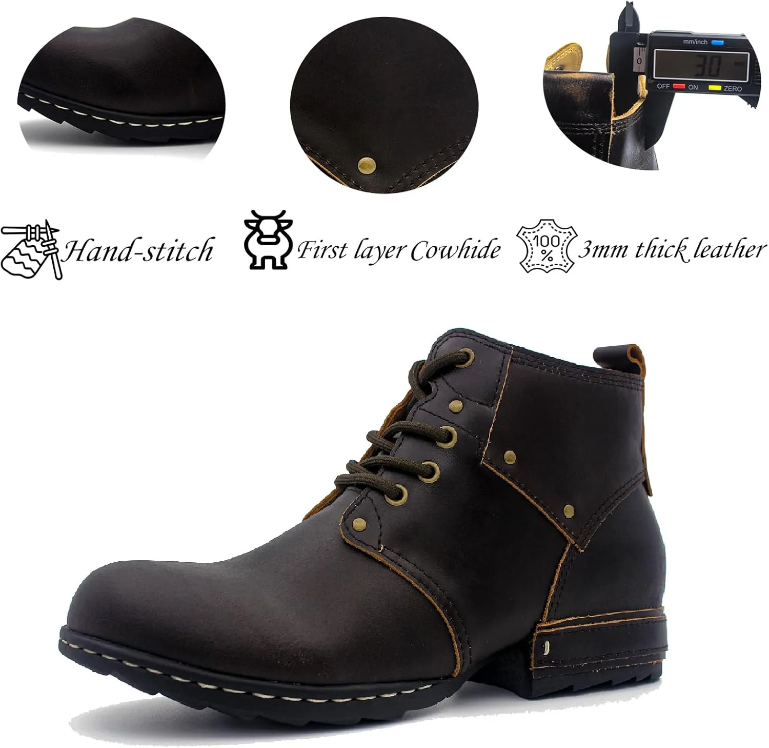 Mens Dress Boots Casual Oxfords Ankle Lace up Shoes Fashion Leather Chukka Business Boot AF001-2