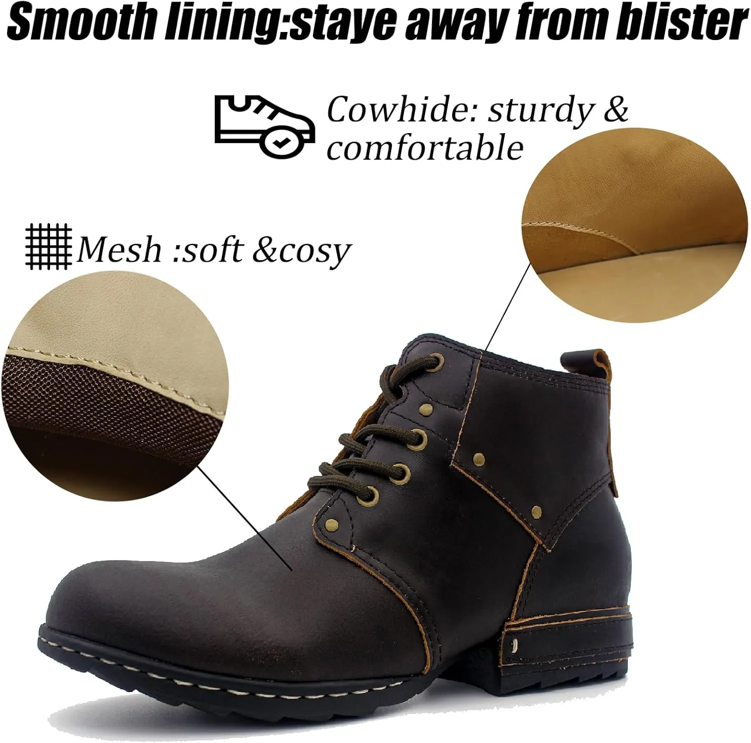 Mens Dress Boots Casual Oxfords Ankle Lace up Shoes Fashion Leather Chukka Business Boot AF001-2