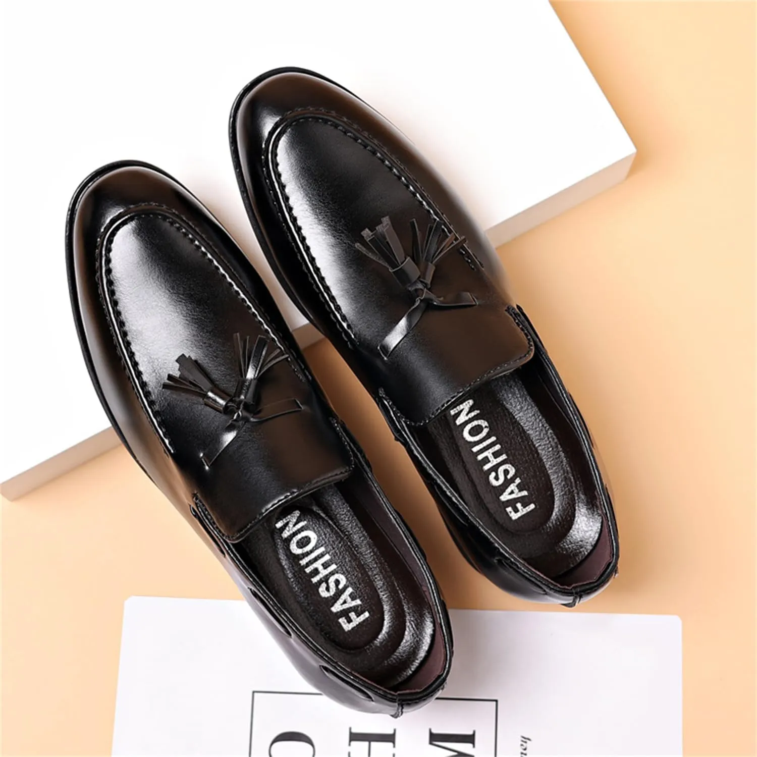 Men's Fashion Tassels Dress Shoes Slip-On Loafers Formal Business Casual Moccasins Driving Leather Shoes