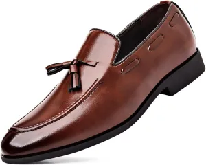 Men's Fashion Tassels Dress Shoes Slip-On Loafers Formal Business Casual Moccasins Driving Leather Shoes