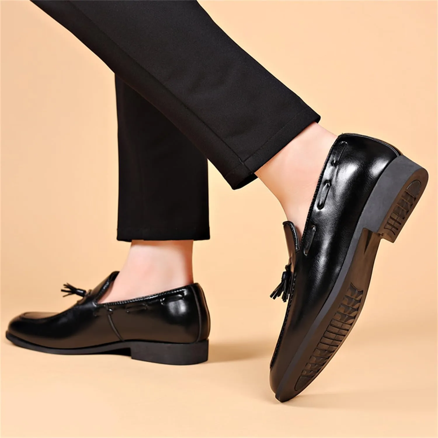 Men's Fashion Tassels Dress Shoes Slip-On Loafers Formal Business Casual Moccasins Driving Leather Shoes