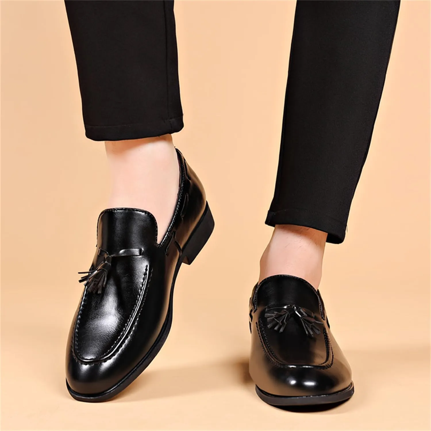 Men's Fashion Tassels Dress Shoes Slip-On Loafers Formal Business Casual Moccasins Driving Leather Shoes