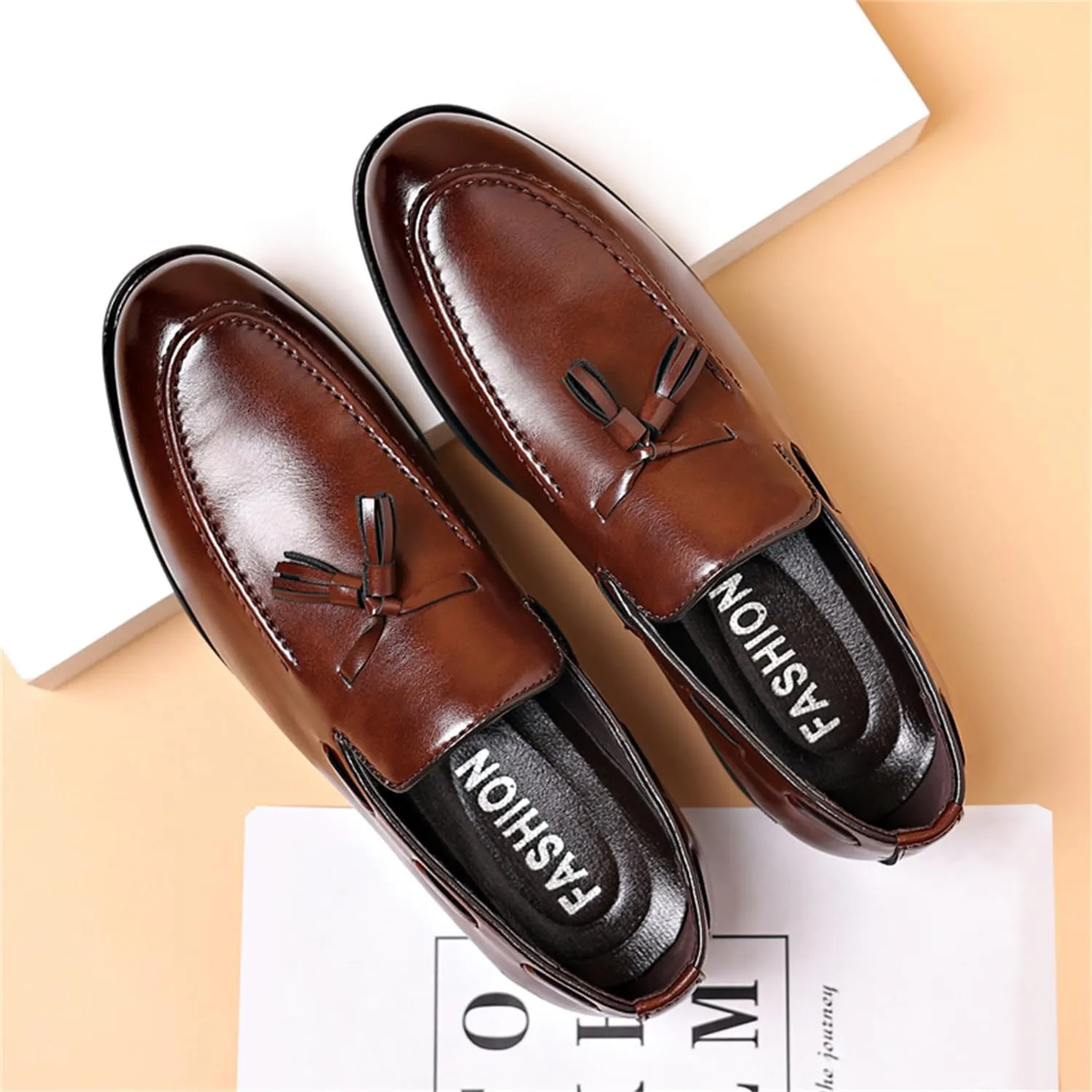 Men's Fashion Tassels Dress Shoes Slip-On Loafers Formal Business Casual Moccasins Driving Leather Shoes
