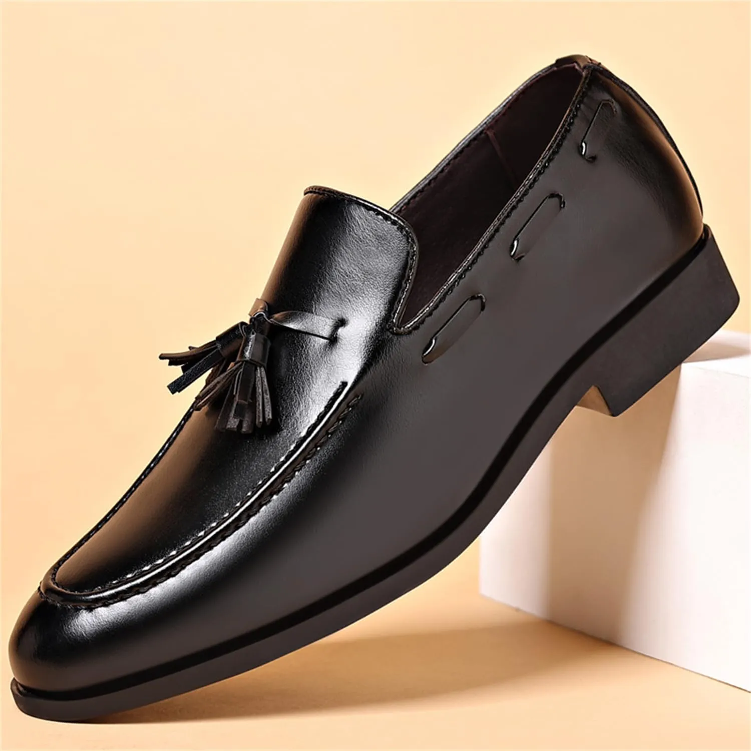 Men's Fashion Tassels Dress Shoes Slip-On Loafers Formal Business Casual Moccasins Driving Leather Shoes