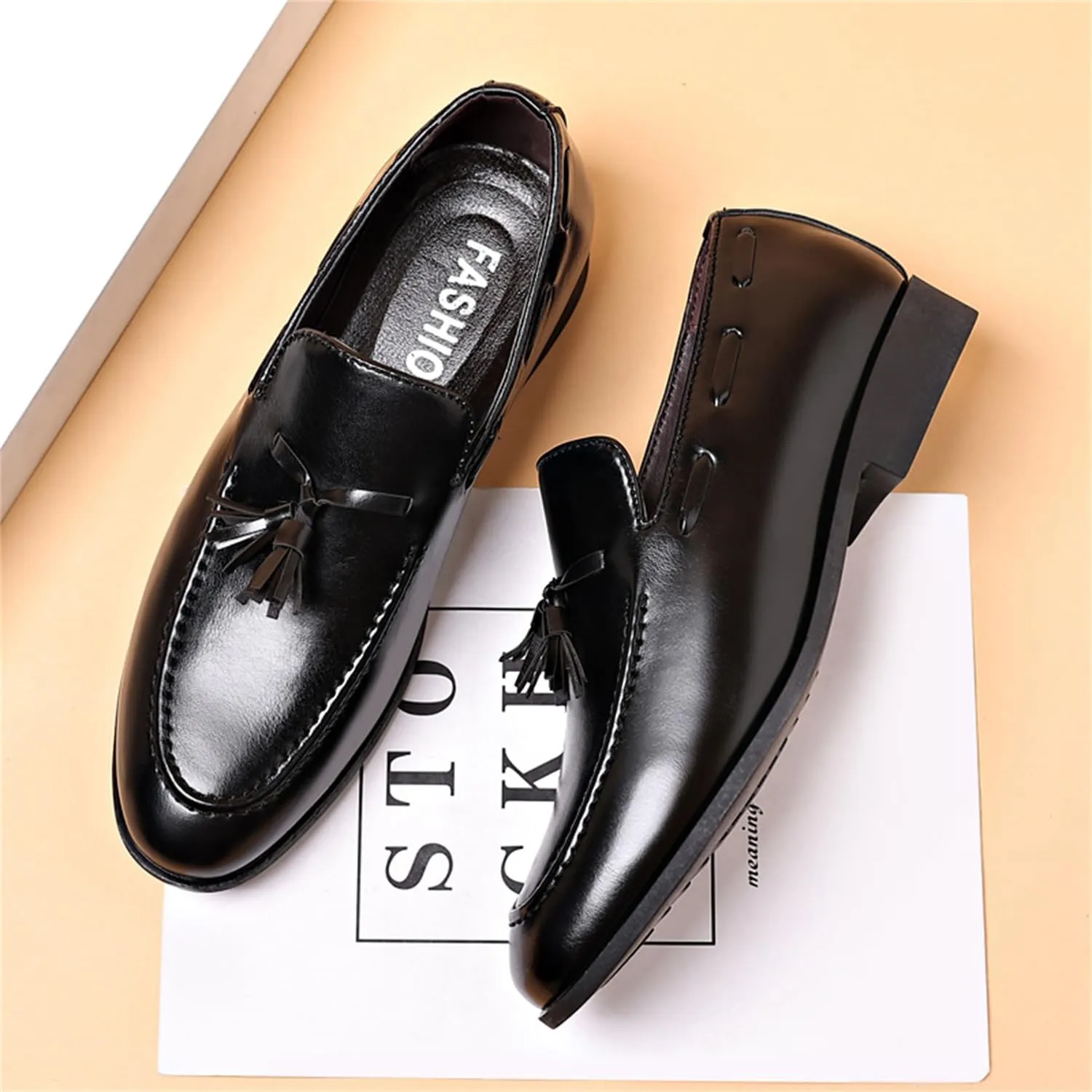 Men's Fashion Tassels Dress Shoes Slip-On Loafers Formal Business Casual Moccasins Driving Leather Shoes
