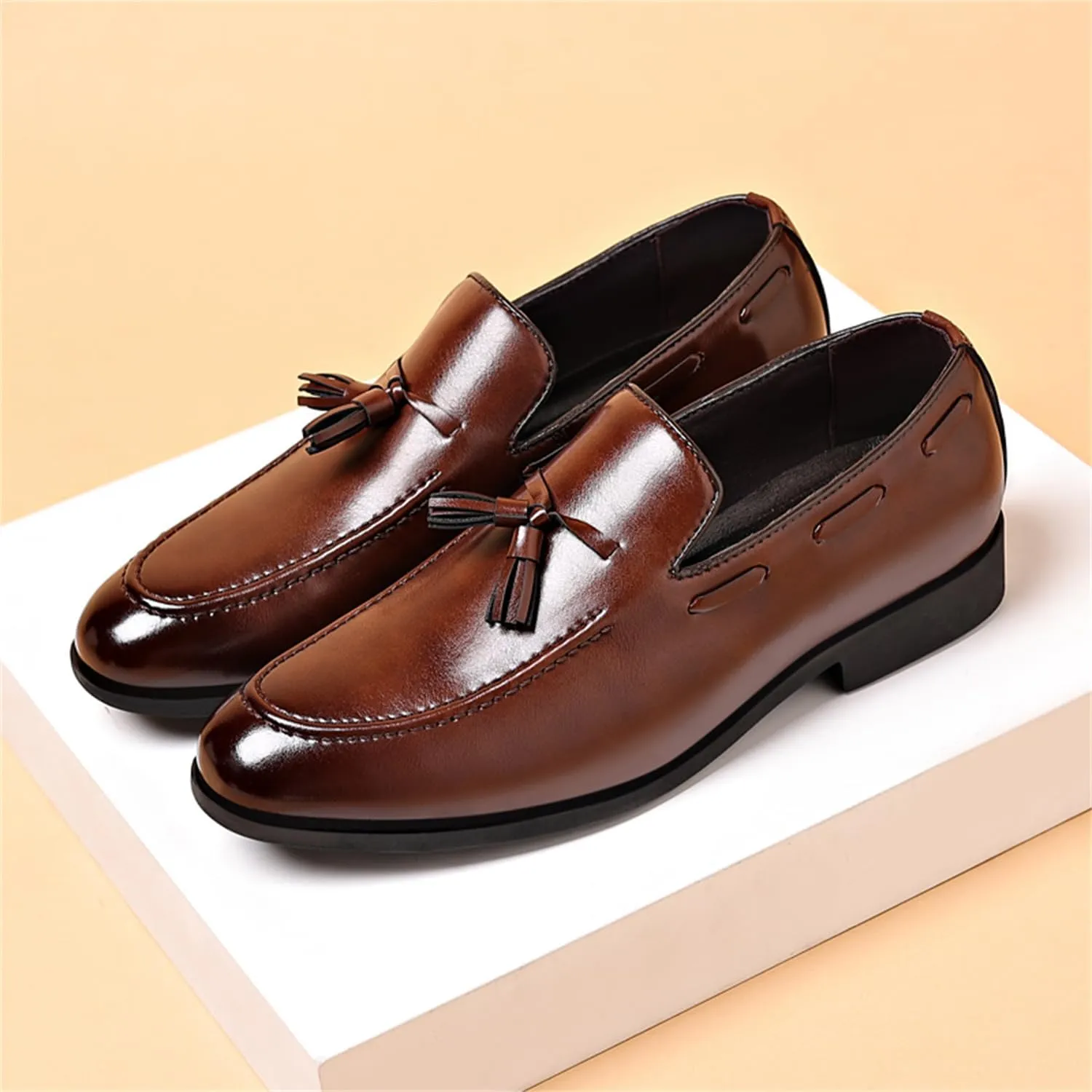 Men's Fashion Tassels Dress Shoes Slip-On Loafers Formal Business Casual Moccasins Driving Leather Shoes