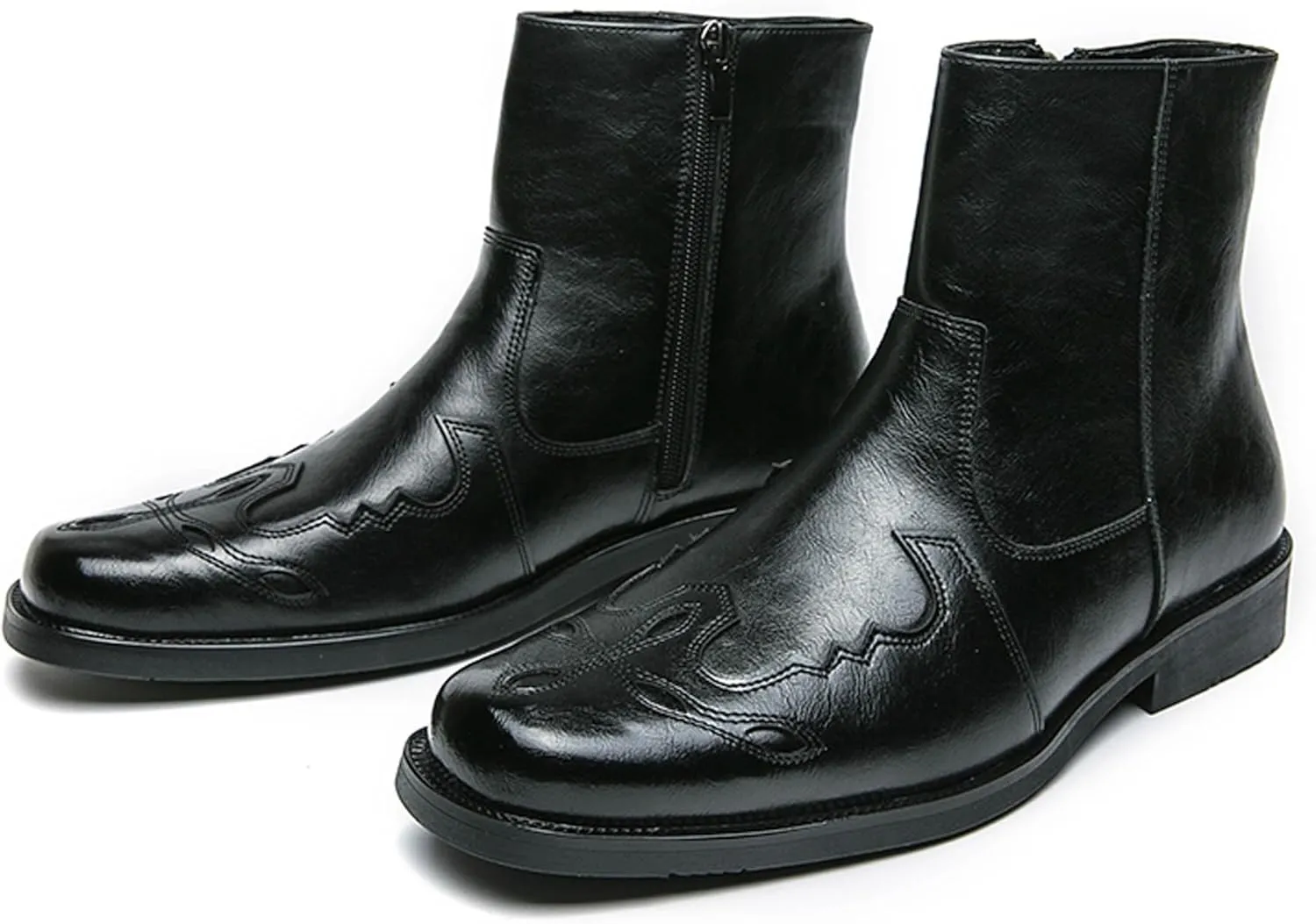Men's Fashionable Leather Boots, Practical Wear-Resistant Equestrian Boots, Small Medium-Sized Leg Buckle Military Training Combat Outdoor Hiking Shoes