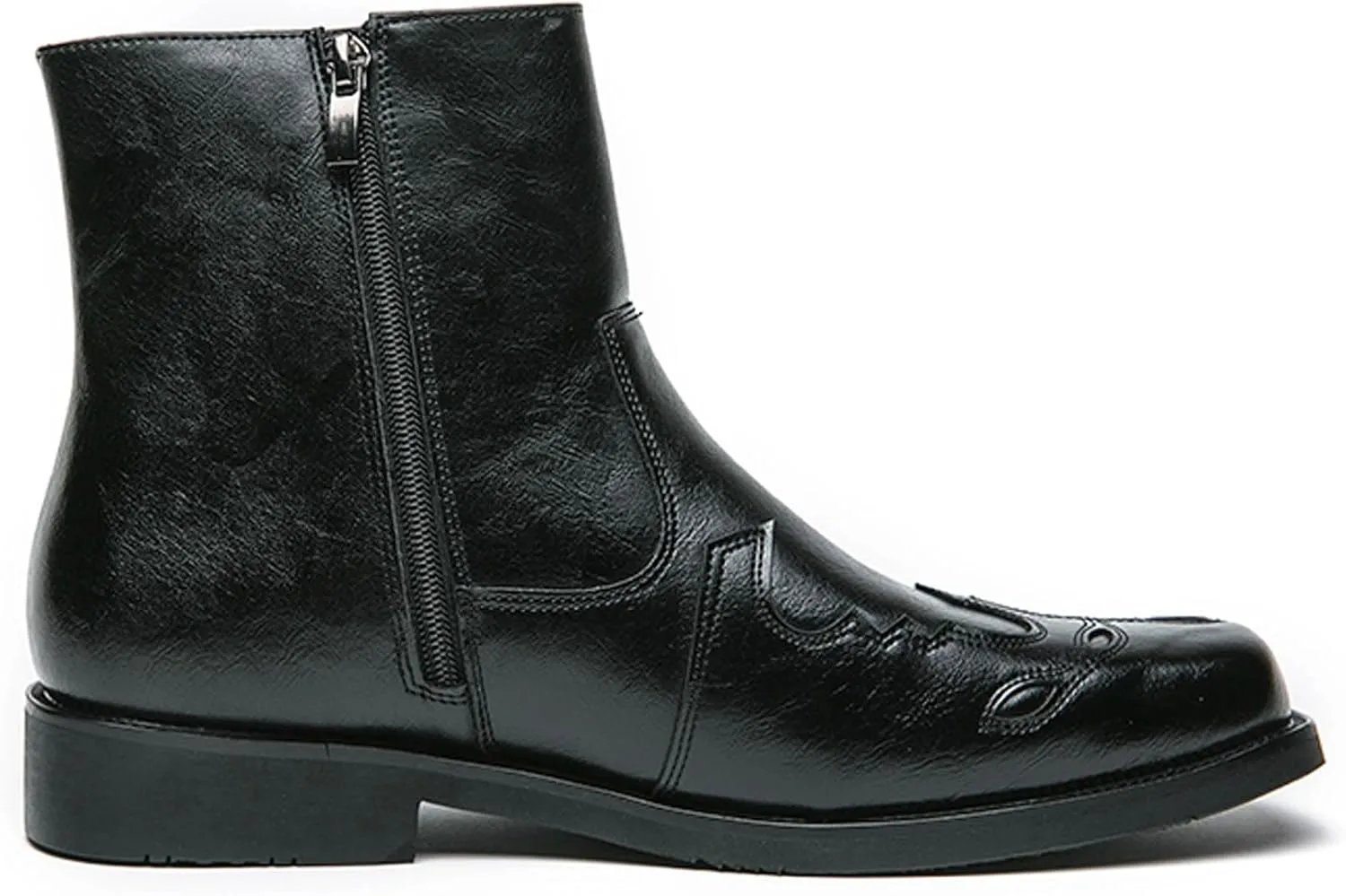 Men's Fashionable Leather Boots, Practical Wear-Resistant Equestrian Boots, Small Medium-Sized Leg Buckle Military Training Combat Outdoor Hiking Shoes