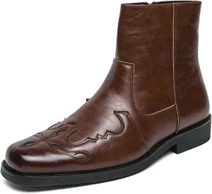 Men's Fashionable Leather Boots, Practical Wear-Resistant Equestrian Boots, Small Medium-Sized Leg Buckle Military Training Combat Outdoor Hiking Shoes