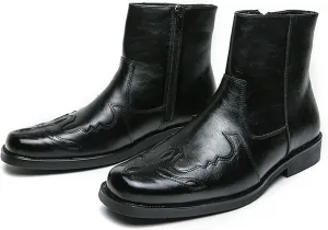 Men's Fashionable Leather Boots, Practical Wear-Resistant Equestrian Boots, Small Medium-Sized Leg Buckle Military Training Combat Outdoor Hiking Shoes