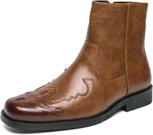 Men's Fashionable Leather Boots, Practical Wear-Resistant Equestrian Boots, Small Medium-Sized Leg Buckle Military Training Combat Outdoor Hiking Shoes
