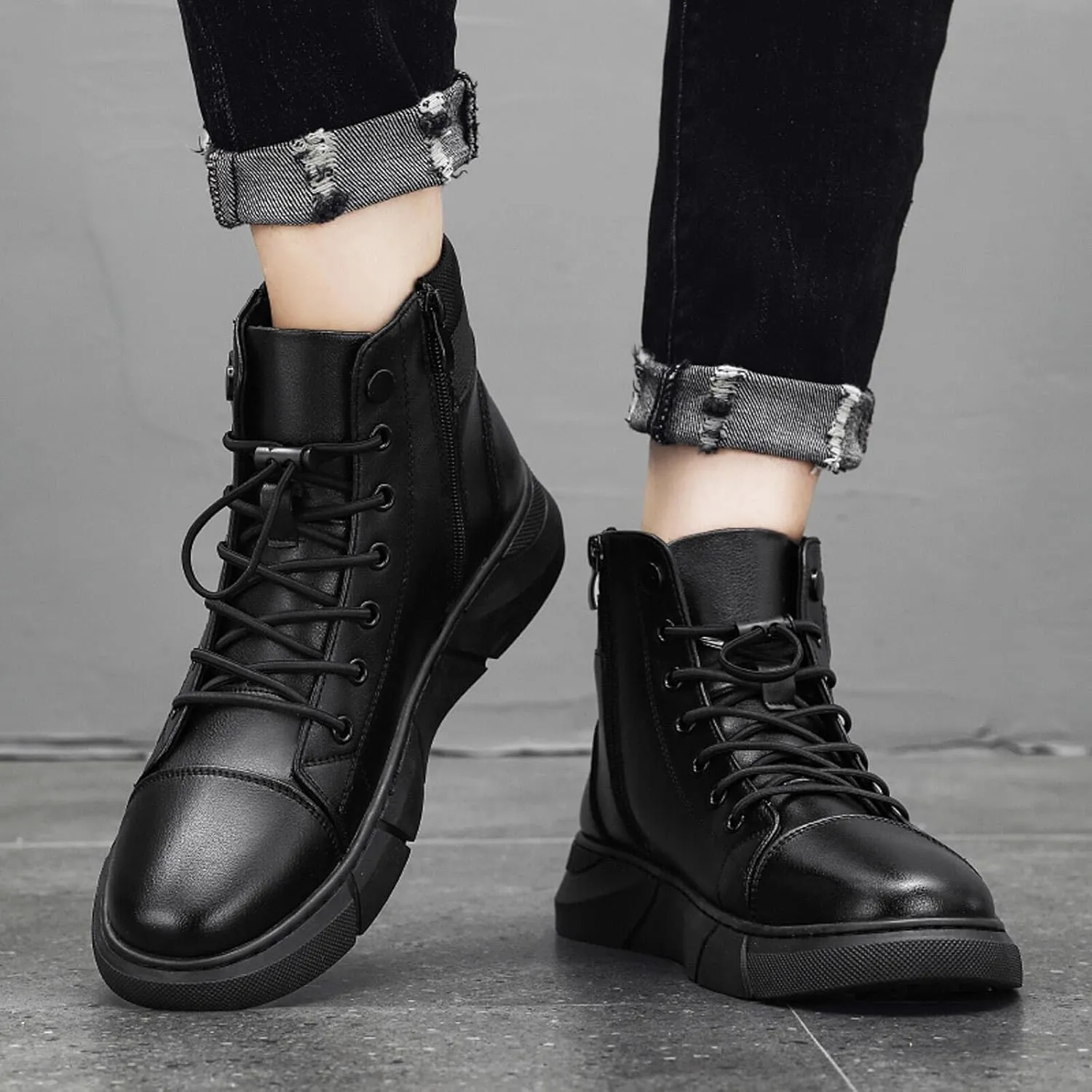 Men??s Italian Handmade High-Top Leather Boots Men??s Motorcycle Shoes Non-Slip Soft Business Boots