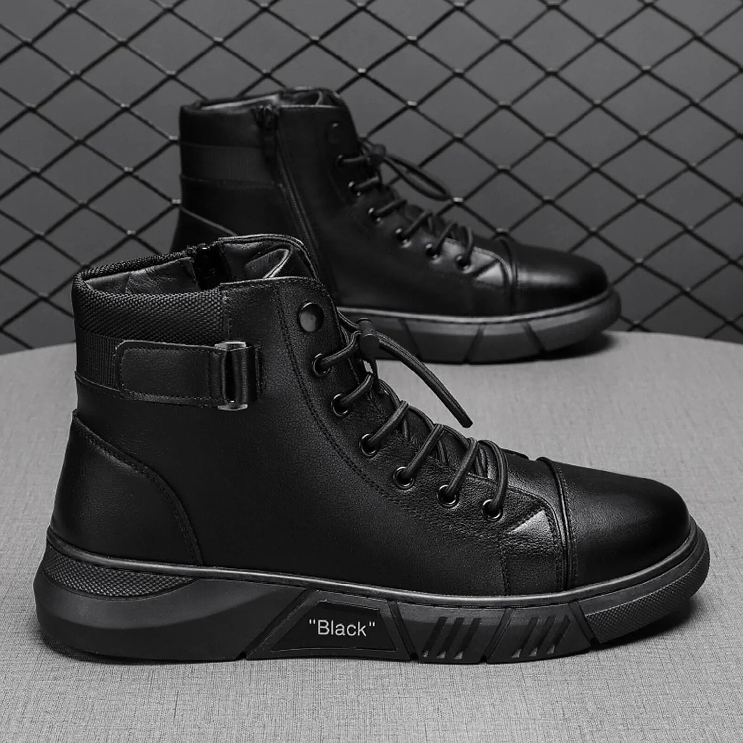 Men??s Italian Handmade High-Top Leather Boots Men??s Motorcycle Shoes Non-Slip Soft Business Boots