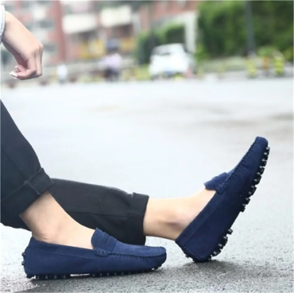 Mens Loafers Driving Loafers Simple Solid Colors Suede Vamp Flexible Anti-Slip Resistant Comfortable Flat Heel Casual