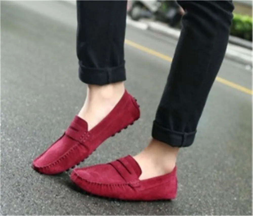 Mens Loafers Driving Loafers Simple Solid Colors Suede Vamp Flexible Anti-Slip Resistant Comfortable Flat Heel Casual