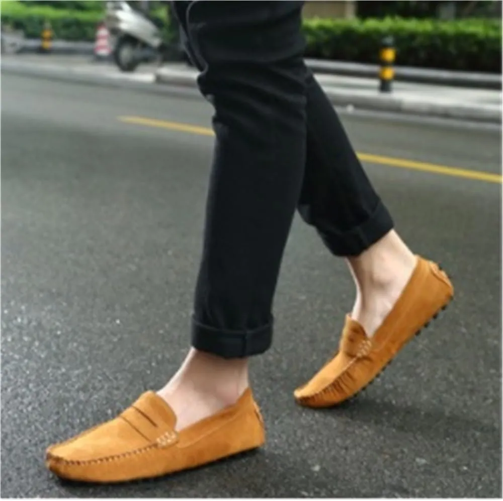 Mens Loafers Driving Loafers Simple Solid Colors Suede Vamp Flexible Anti-Slip Resistant Comfortable Flat Heel Casual