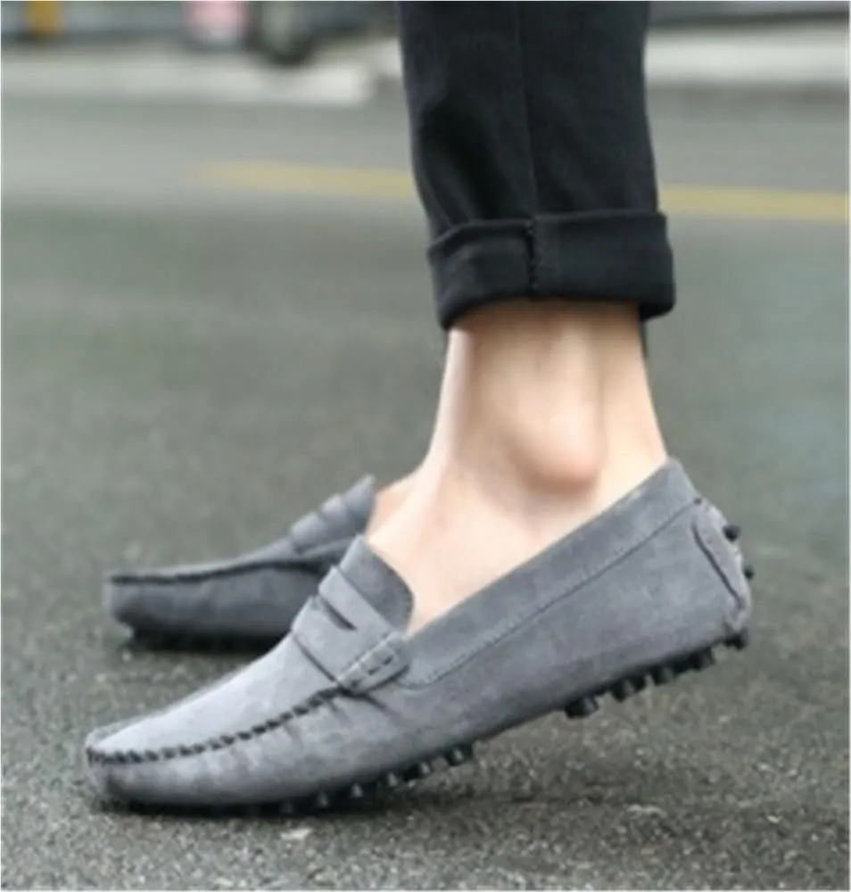 Mens Loafers Driving Loafers Simple Solid Colors Suede Vamp Flexible Anti-Slip Resistant Comfortable Flat Heel Casual