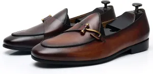 Men's Loafers Shoes Genuine Leather Monk Shoes Office Work Shoe Driving Shoe (Color : Coffee, Size : 43)