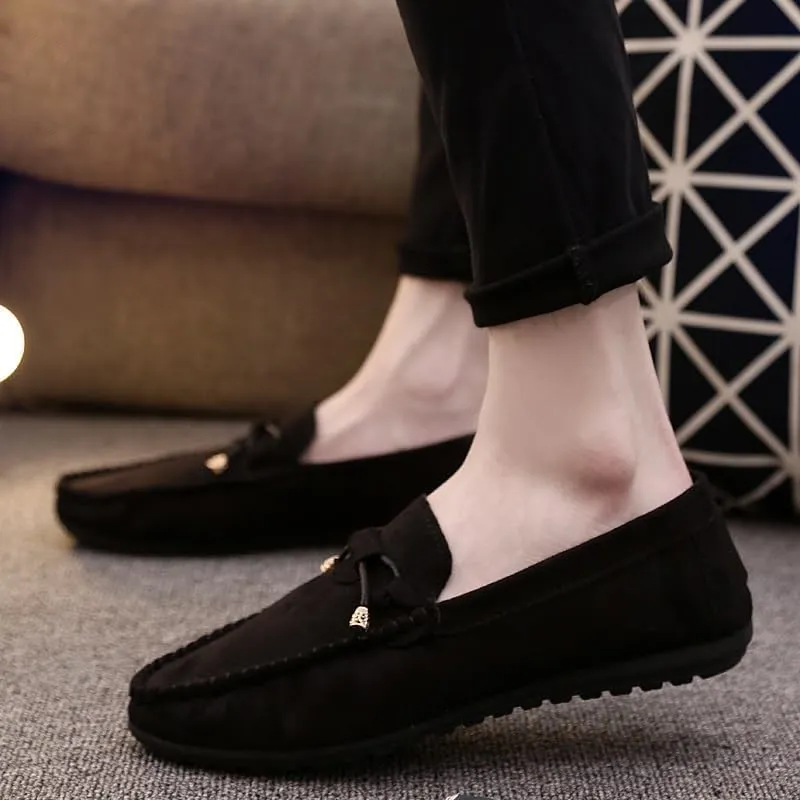 Men's Loafers Shoes Round Toe Solid Color PU Leather Suede Vamp Loafers Slip Resistant Flexible Comfortable Walking Party Slip-on