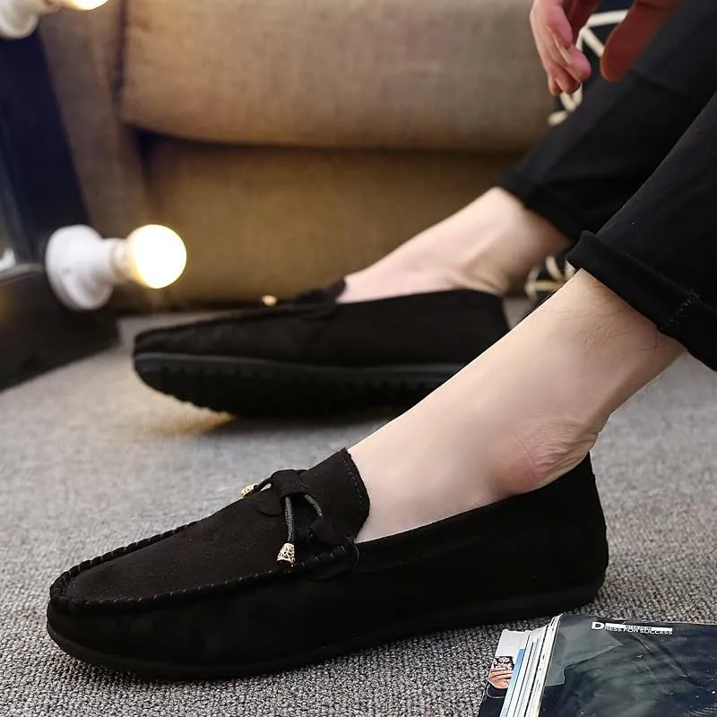 Men's Loafers Shoes Round Toe Solid Color PU Leather Suede Vamp Loafers Slip Resistant Flexible Comfortable Walking Party Slip-on