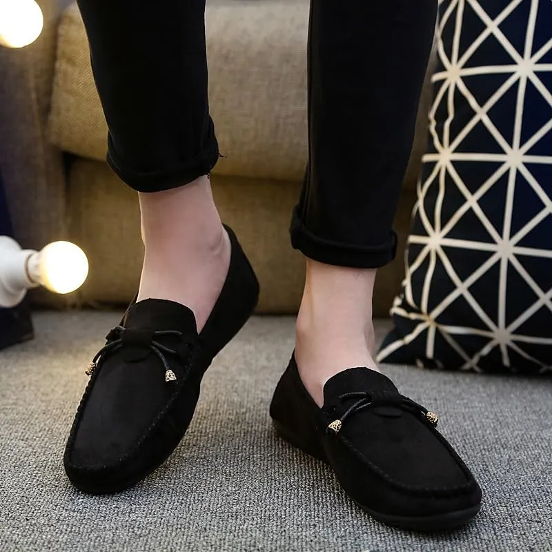 Men's Loafers Shoes Round Toe Solid Color PU Leather Suede Vamp Loafers Slip Resistant Flexible Comfortable Walking Party Slip-on