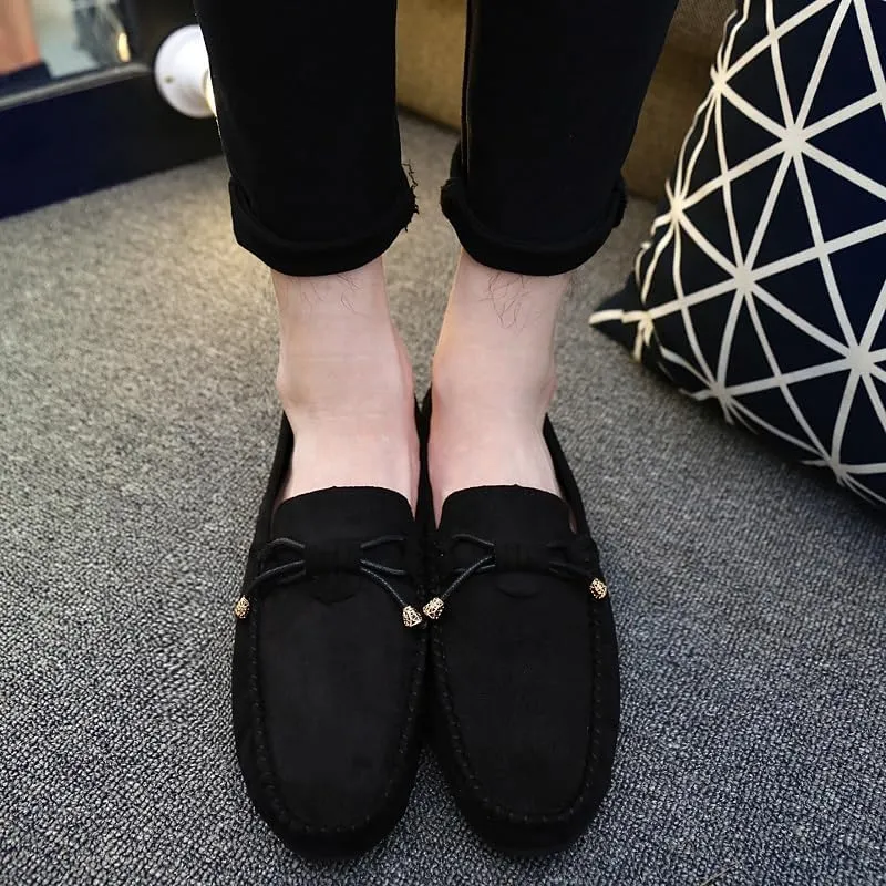 Men's Loafers Shoes Round Toe Solid Color PU Leather Suede Vamp Loafers Slip Resistant Flexible Comfortable Walking Party Slip-on